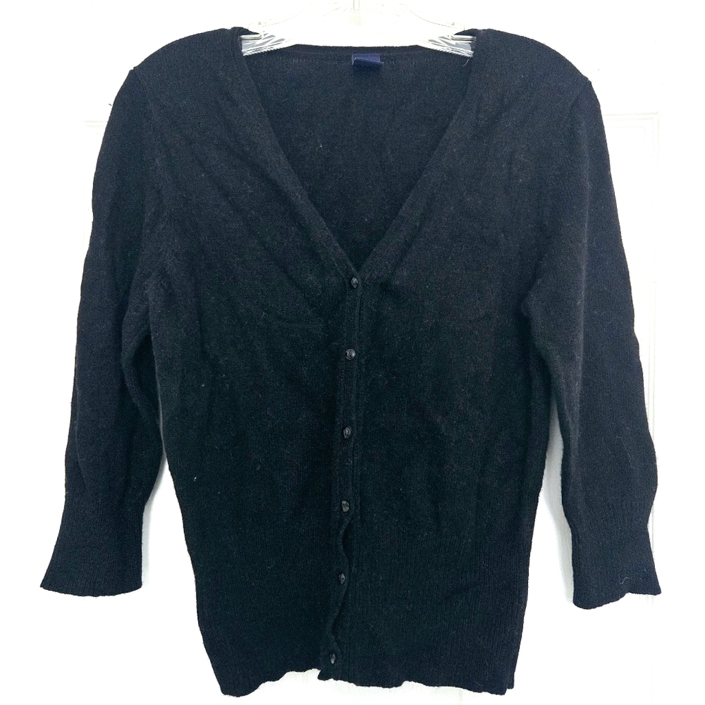 GAP Black Button-Up V-Neck Cardigan